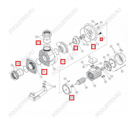 Резиновые прокладки Hayward KAN RPUM3116.09R (полный комплект) \RBH0017.01R